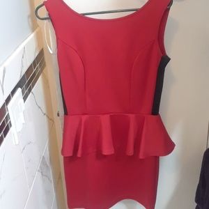 Hot Red Peplum Dress with back zipper